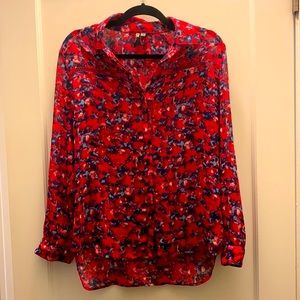 Sheer red floral blouse